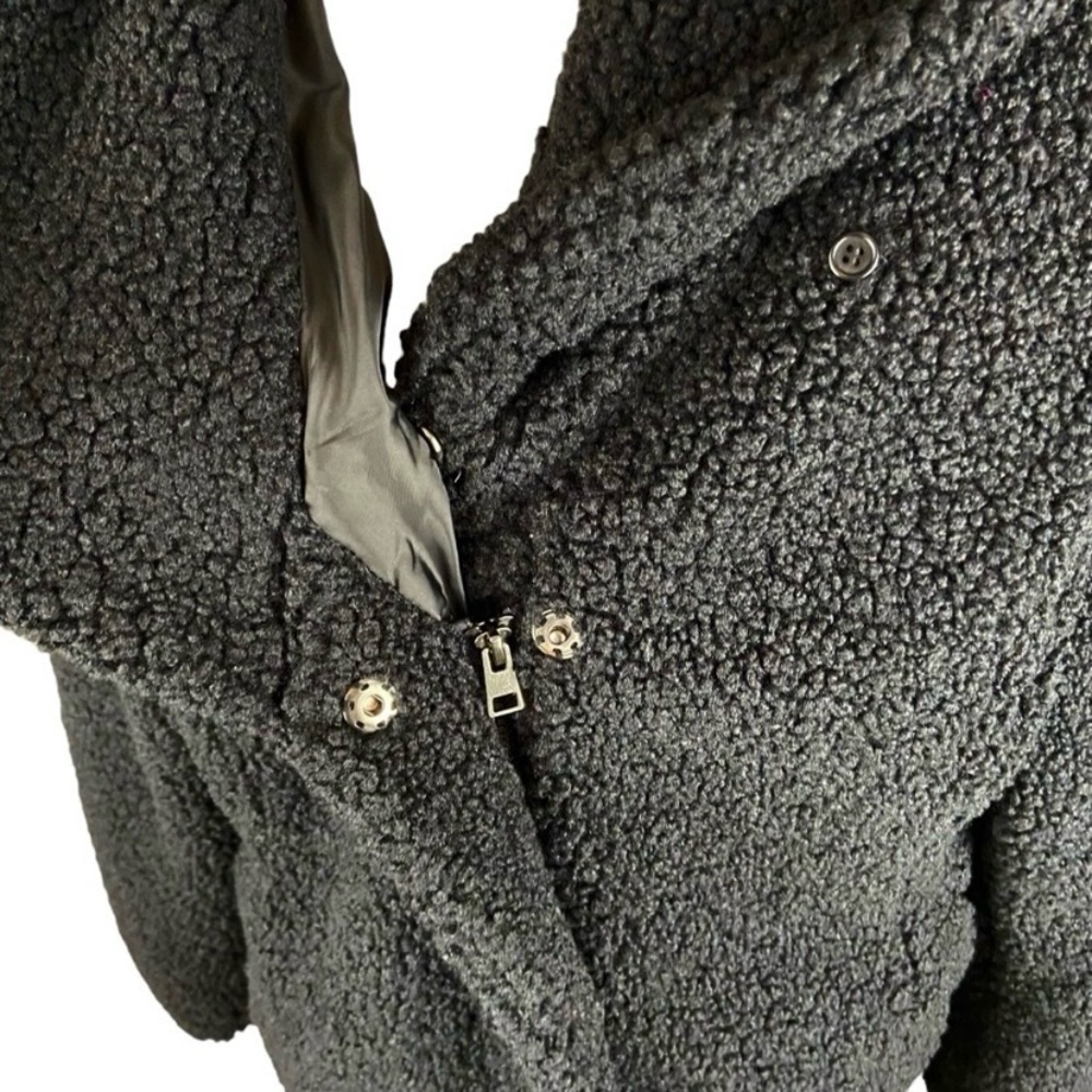 Cuddl Duds Black Curly Sherpa Shawl Collar Coat Sz XL - Picture 4 of 10